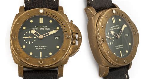 panerai bronze patina|panerai submersible bronzo green dial.